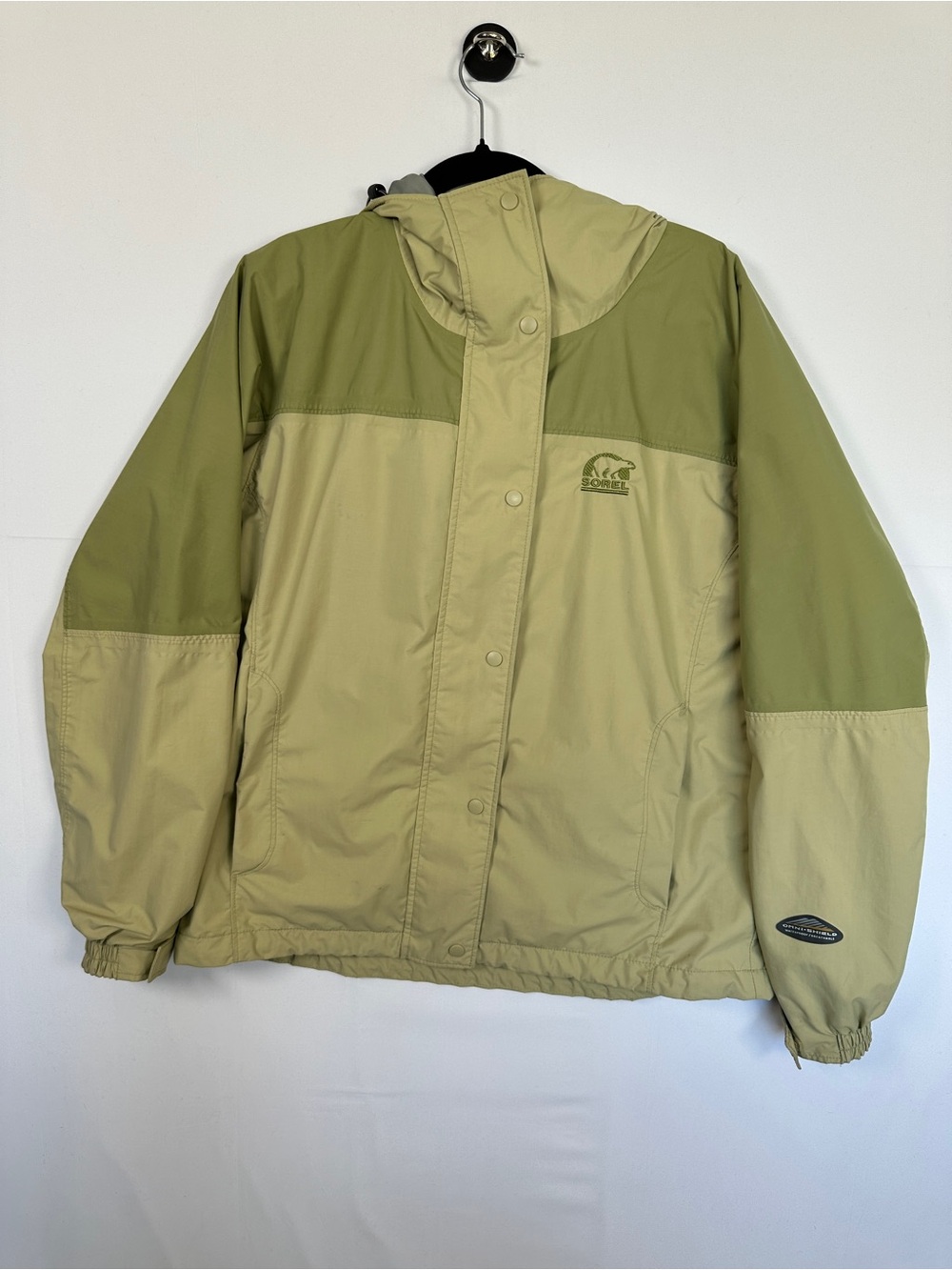 Sorel Two-Tone Olive Green Hooded Windbreaker Jacket Size M